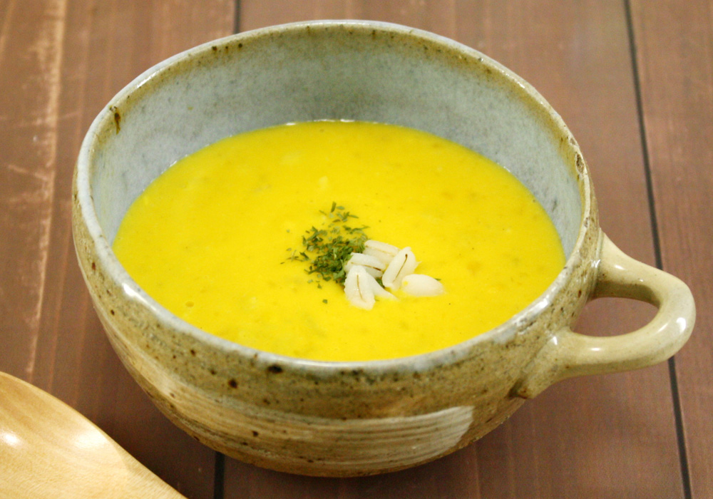 もち麦とかぼちゃの食べるスープ