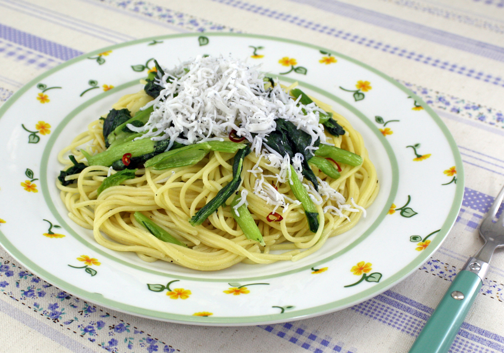 こまつ菜としらすのパスタ